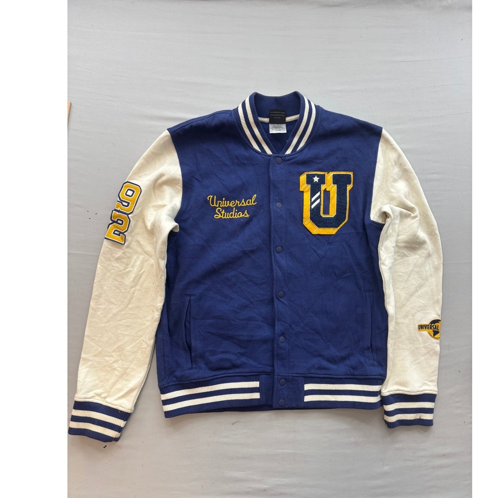 Universal Studios Varsity Jacket Blue Cream 2019 Embroidered Bomber Large